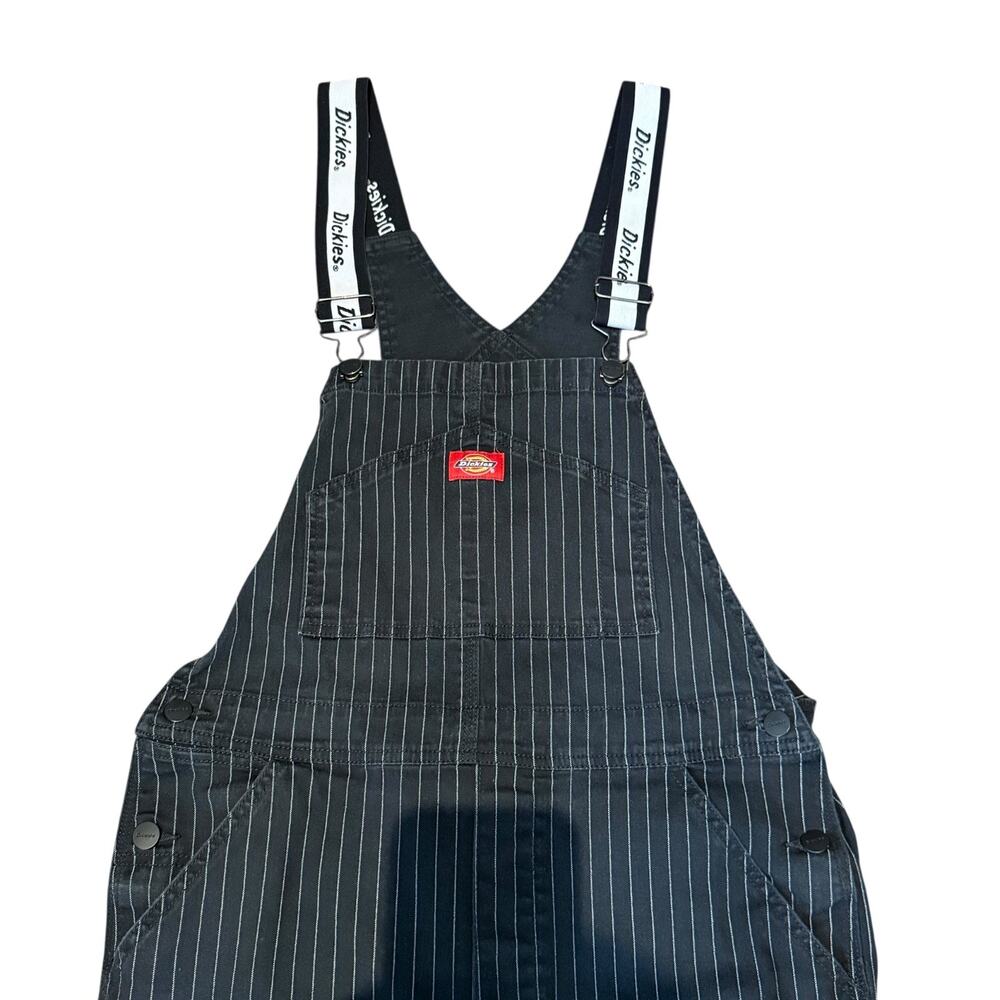 Dickies Overalls Black Pinstripe Workwear Carpenter Utility Pants Womens Medium - Picture 3 of 10